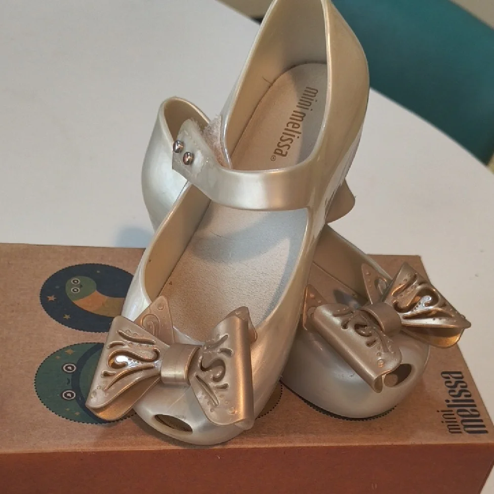 Mini Melissa Kids Metallic Gold Dress Shoes